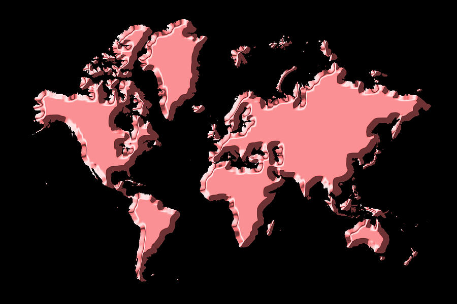 World Map Pink Photograph by Andrew Fare
