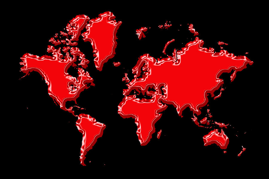 World Map Red Photograph by Andrew Fare