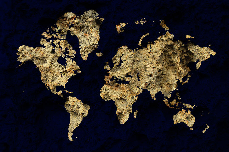 World Map Rock Photograph
