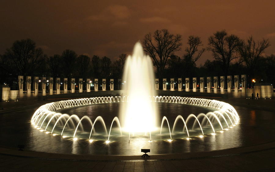 World War II Memorial At Night by Richard Bryce and Family