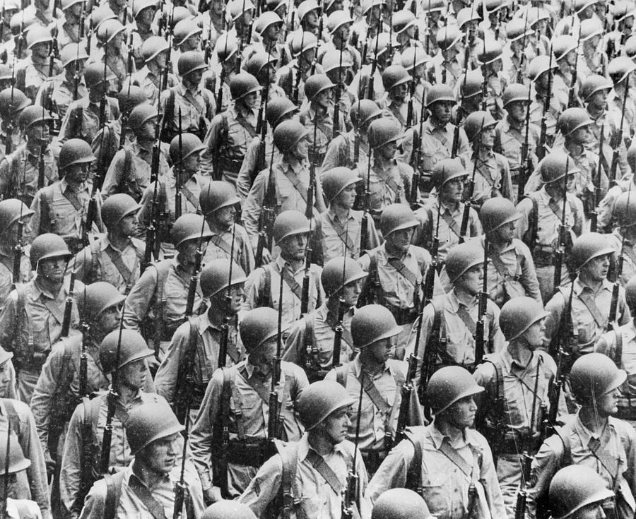 World War Ii Soldiers Lined Up Circa Photograph By Everett