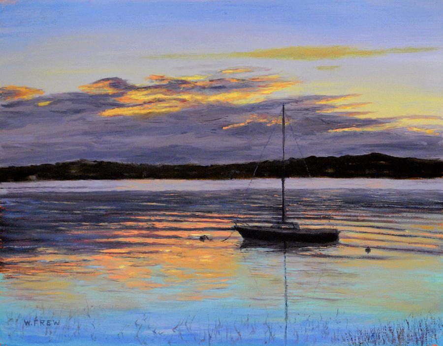 Sunset Painting - Worlds End Boat by William Frew