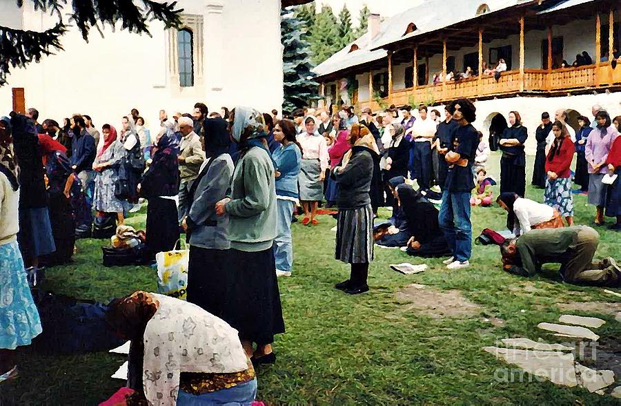 Worshipers at Sihastria Monastery Photograph by Sarah Loft