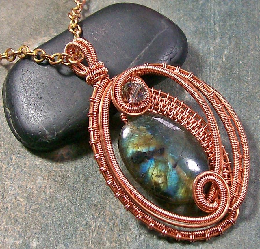 Woven Oval Labradorite and Copper Pendant Jewelry by Heather Jordan ...