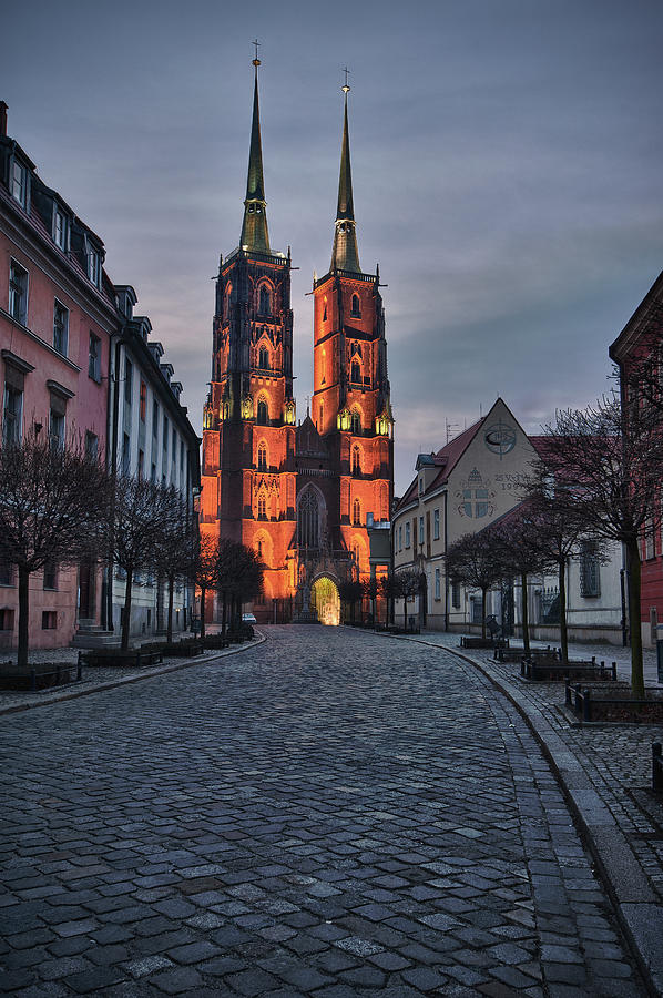 Winter Photograph - Wroclaw Cathedral by Sebastian Musial