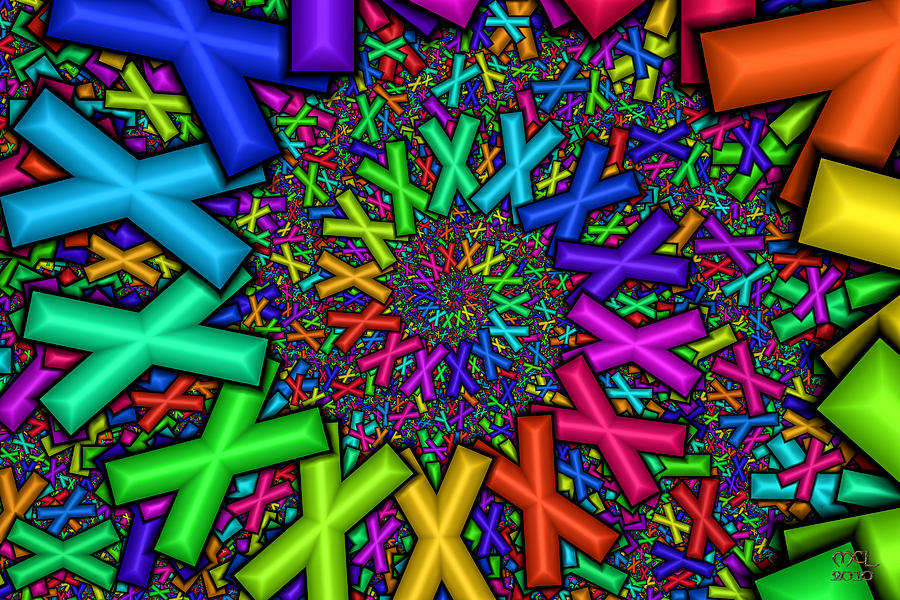 Abstract Digital Art - X Marks the Spot  by Manny Lorenzo