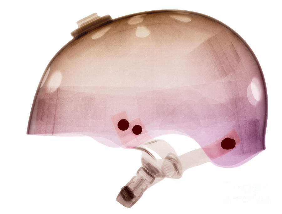 X-ray Of Skateboard Helmet Photograph by Ted Kinsman