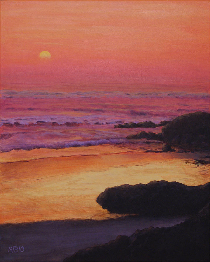 Sunset Painting - Yachats Sunset by Michael Beckett
