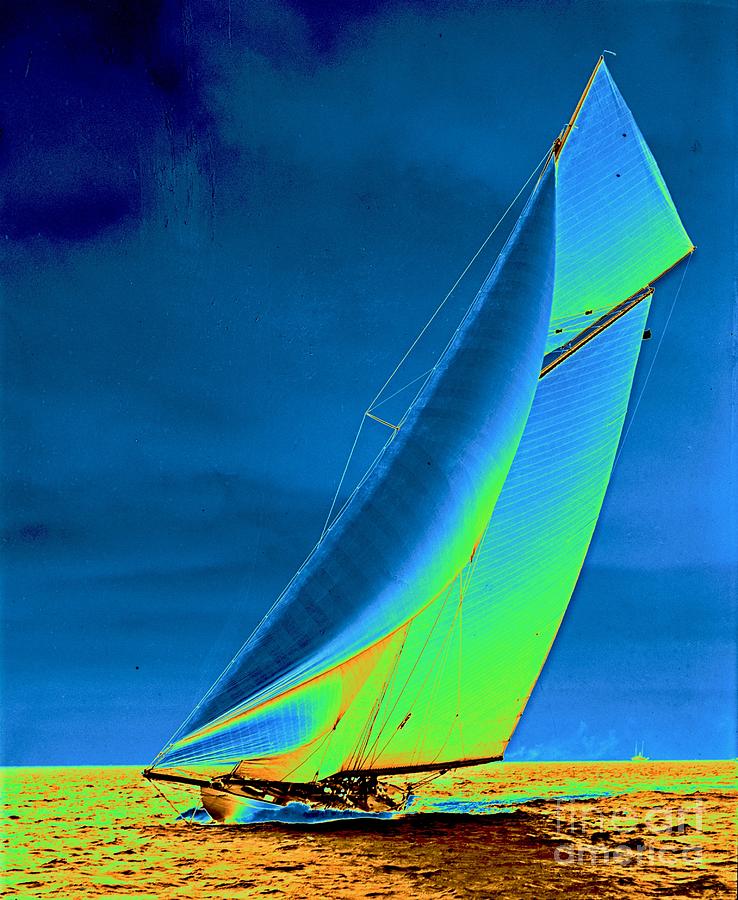 Yacht Columbia 1901 Colorized Photograph by Padre Art