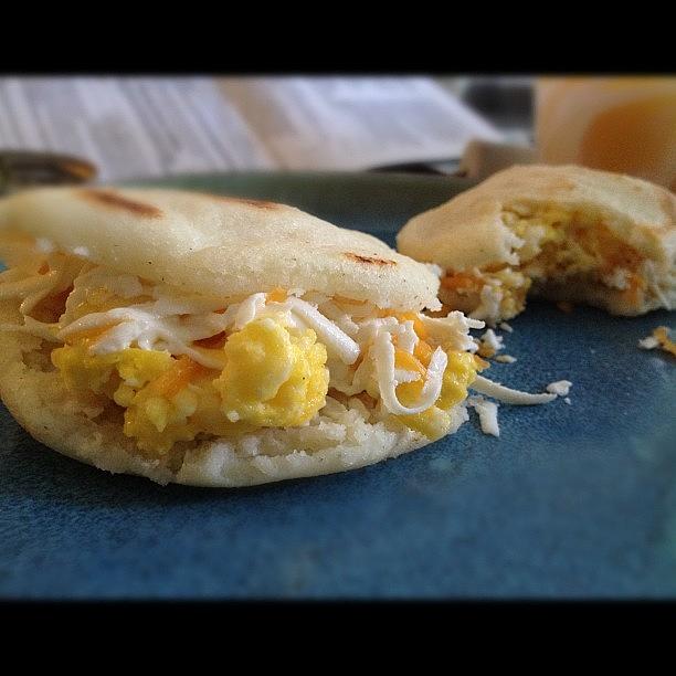 Cheese Photograph - Yeeeppp :) #eggs #cheese #arepa #comida by Emily W