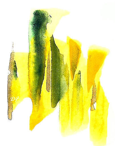 Yellow Abstract Drawing by Darlene Flood