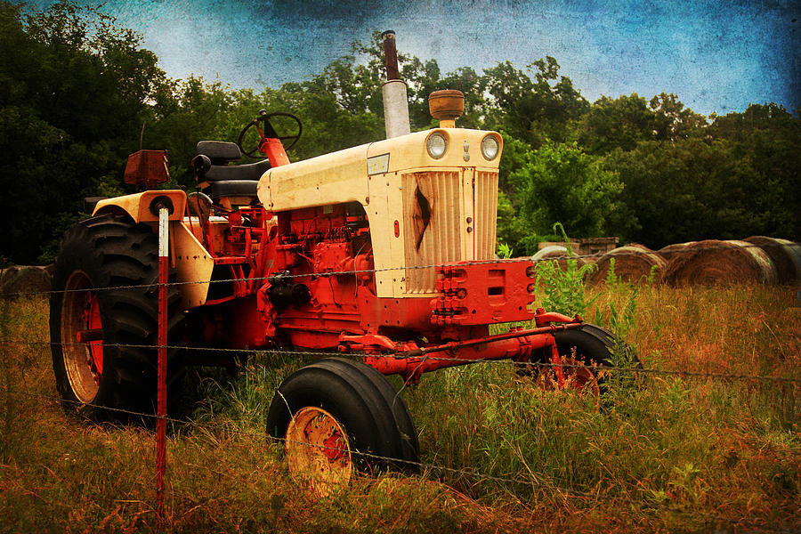 Yellow and Orange Tractor Photograph by Toni Hopper