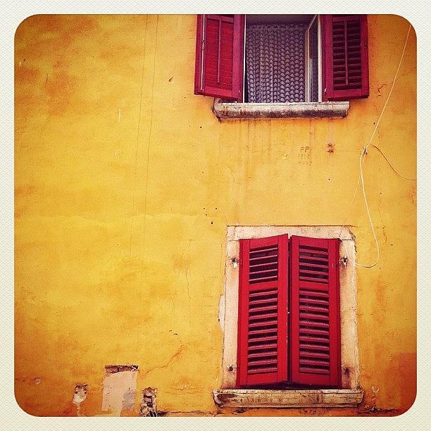 Abstract Photograph - #yellow And #red #croatian #windows In by Marianne Hope