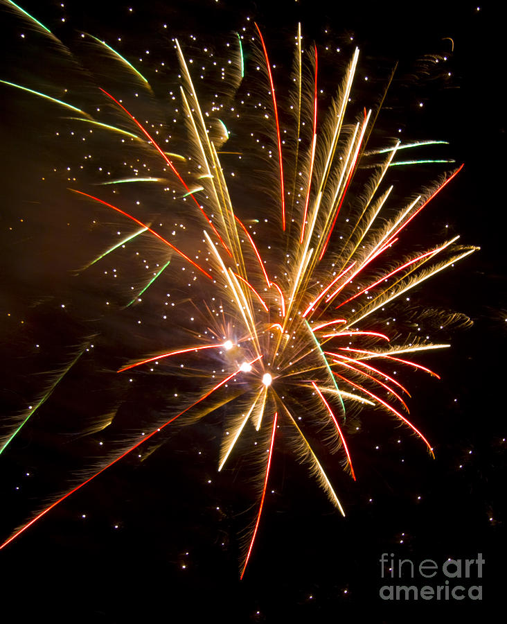 Fourth Of July Photograph - Yellow and Red Fireworks by Darleen Stry