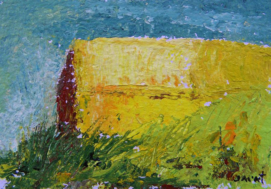 Yellow Barn Against a Gray Sky Painting by John Williams