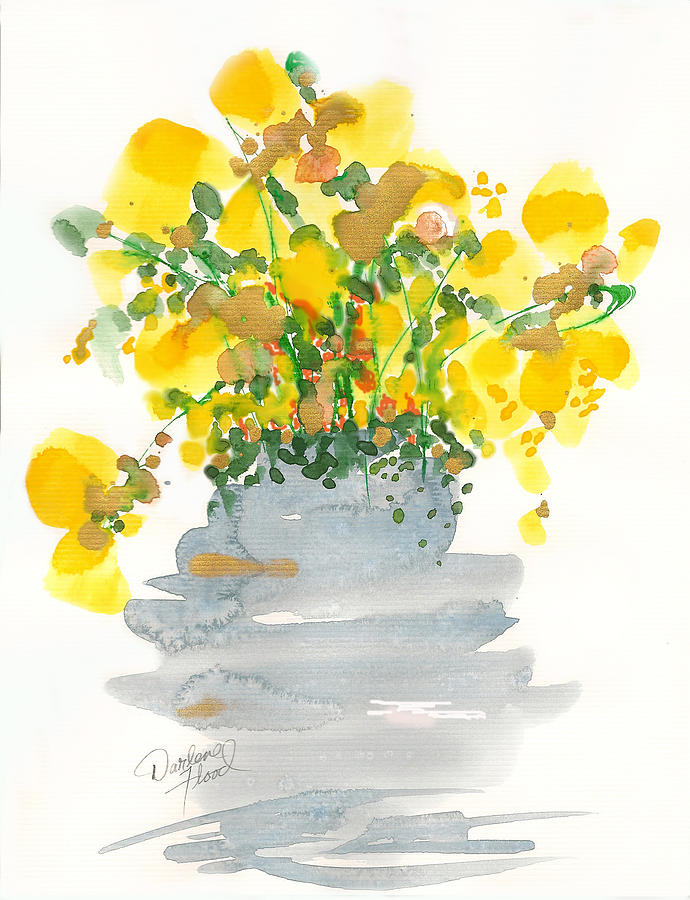 Yellow Blossoms Drawing by Darlene Flood