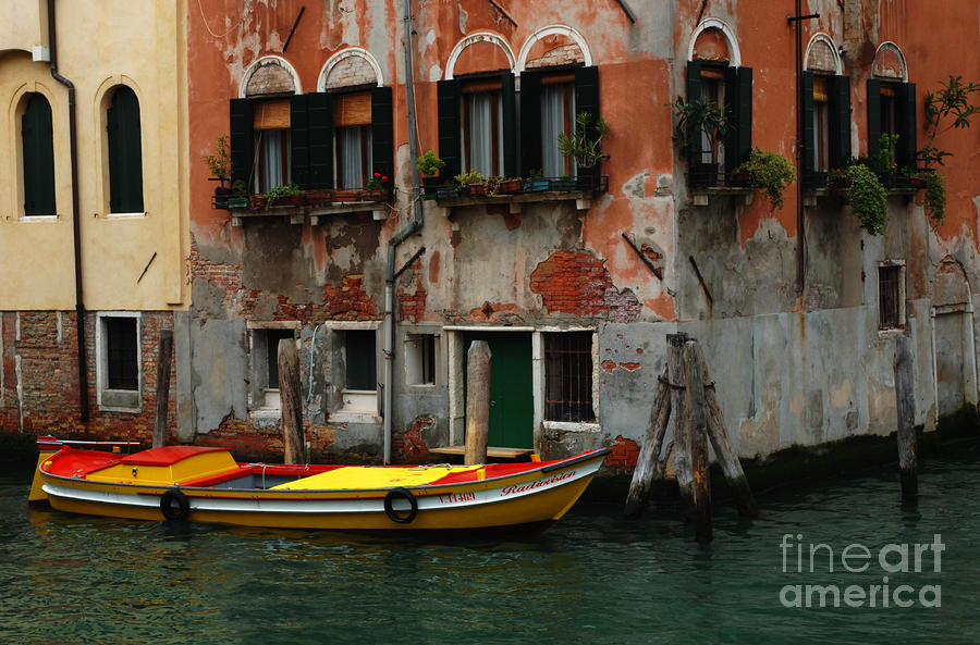 Yellow Boat Venice Italy Photograph by Bob Christopher