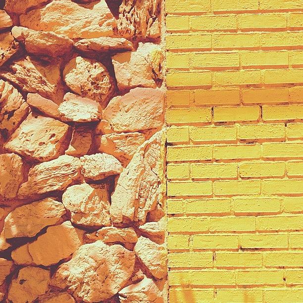 Losangeles Photograph - Yellow Brick/stone Wall. #boyleheights by Britt Hilgers