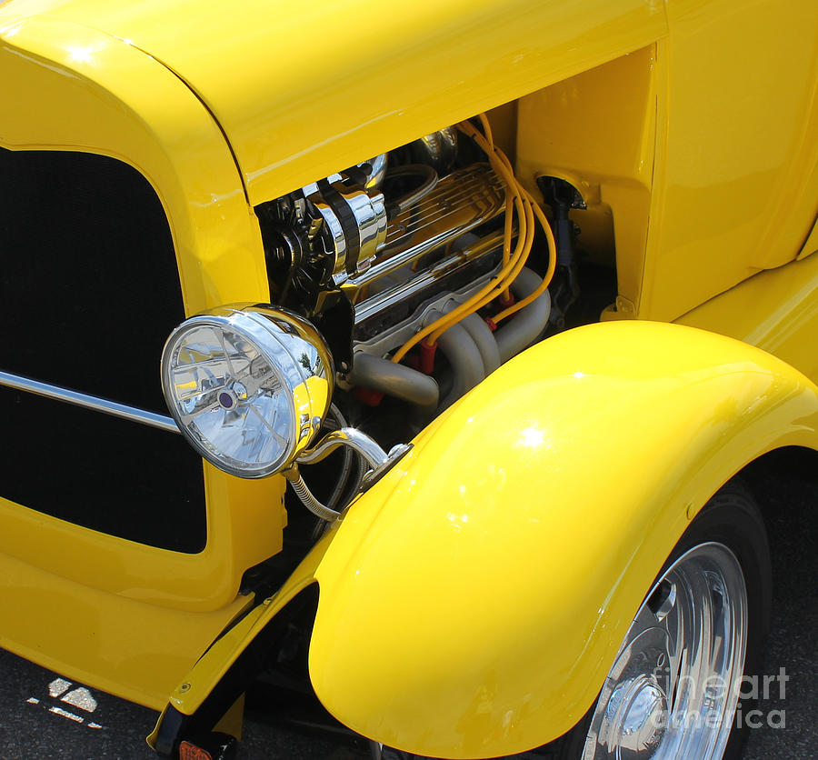 Yellow Car Motor Photograph by Donna L Munro