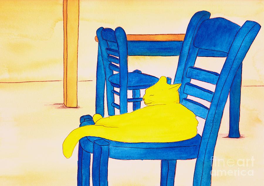 Cat Painting - Yellow Cat by Michaela Bautz