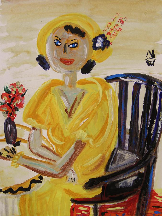 Yellow Cloche Hat Painting by Mary Carol Williams