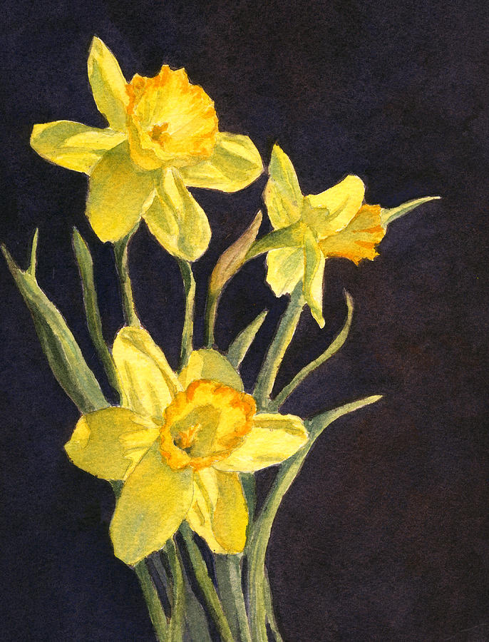 Yellow Daffs Painting by Vikki Bouffard