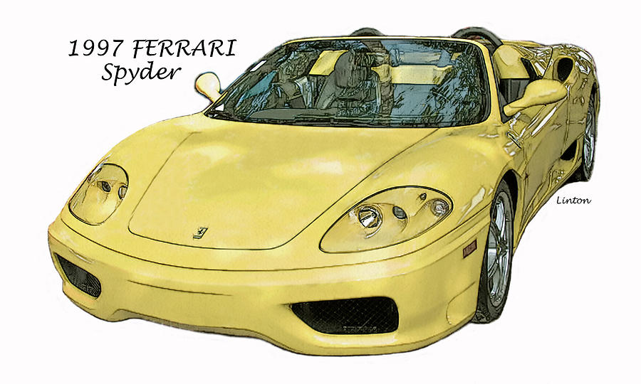 Yellow Ferrari Digital Art by Larry Linton