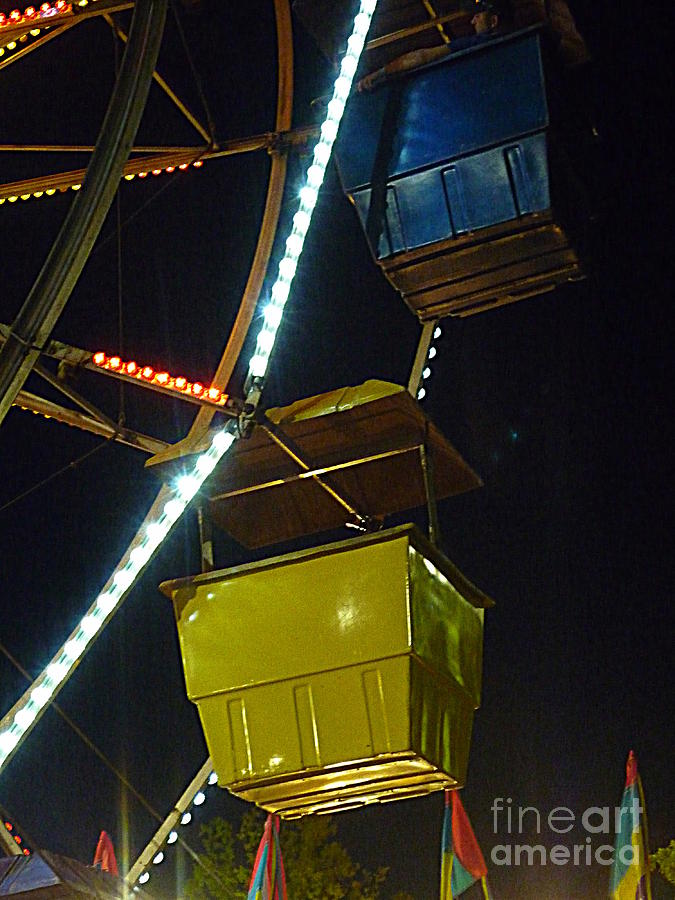 Flag Photograph - Yellow Ferris Wheel Bucket by Renee Trenholm