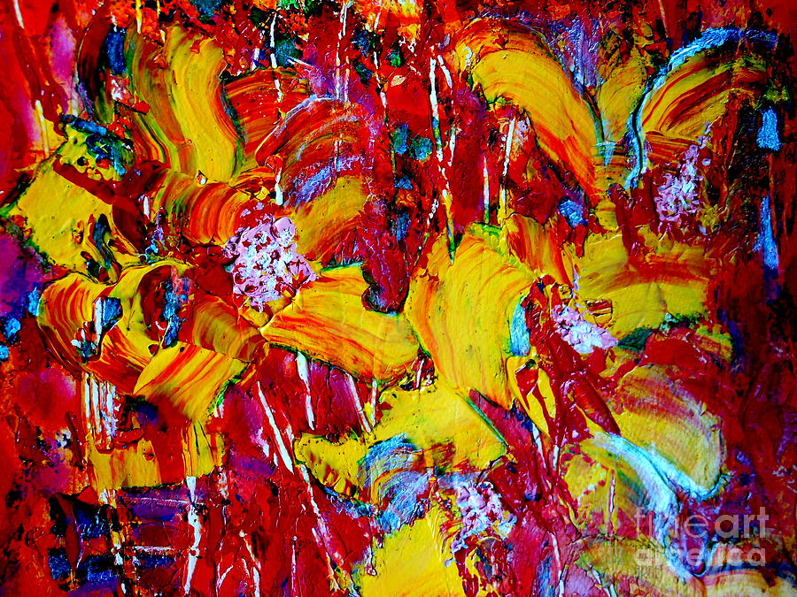 Yellow Flowers Painting by Leela Arnet