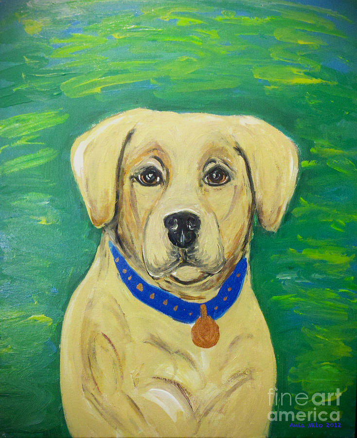 Yellow Lab Painting by Ania M Milo