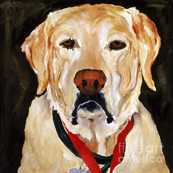 Dog Painting - Yellow Labrador at Christmas by Betsy Doody