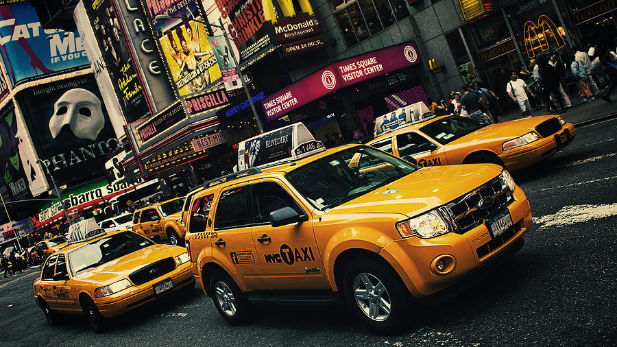 Times Square Photograph - Yellow by Maico Presente