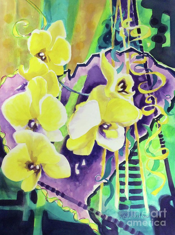 Yellow Orchids of the Heart Painting by Kathy Braud