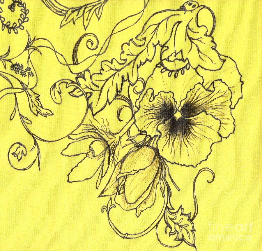 Yellow Pansy Drawing by Denise Hoag