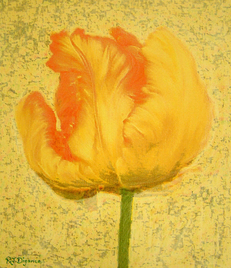 Yellow Parrot tulip Painting by Richard James Digance