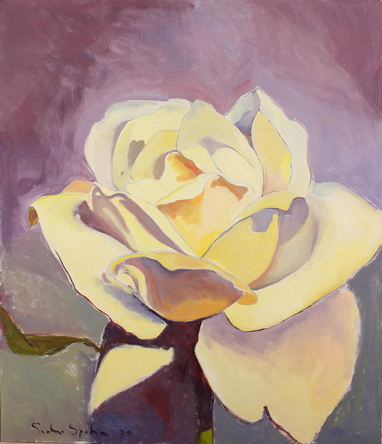 Yellow Rose-1-Posthumously presented paintings of Sachi Spohn  Painting by Cliff Spohn
