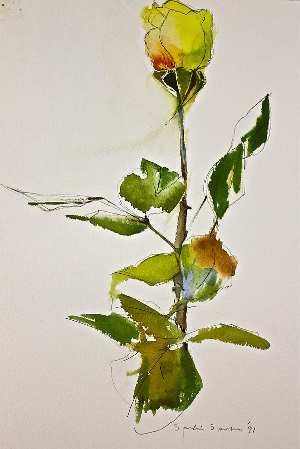Yellow Rose-Posthumously presented paintings of Sachi Spohn  Painting by Cliff Spohn