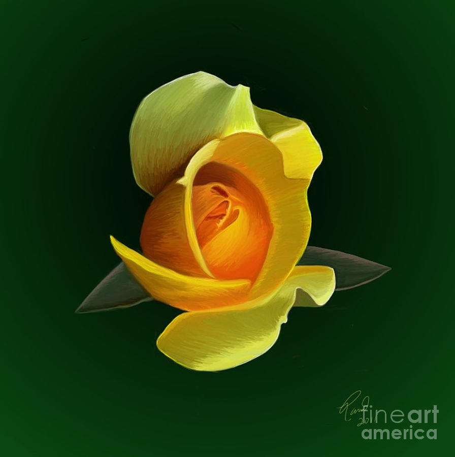 Yellow Rose Painting by Rand Herron