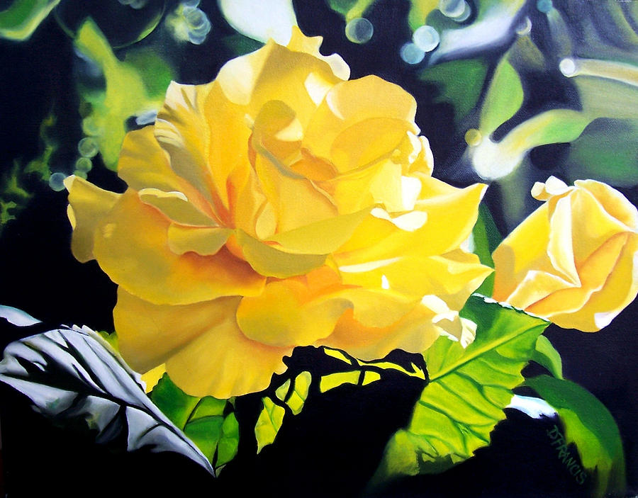 Yellow Roses Painting by Donna Francis
