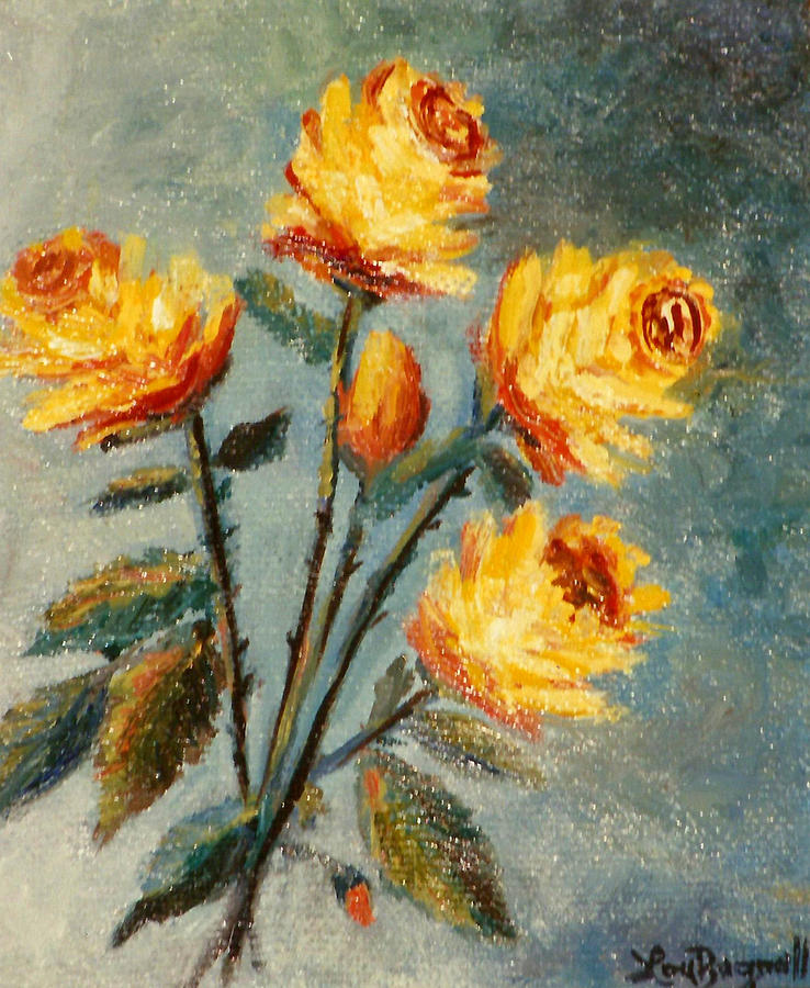 Yellow Roses Painting by Lou Ann Bagnall