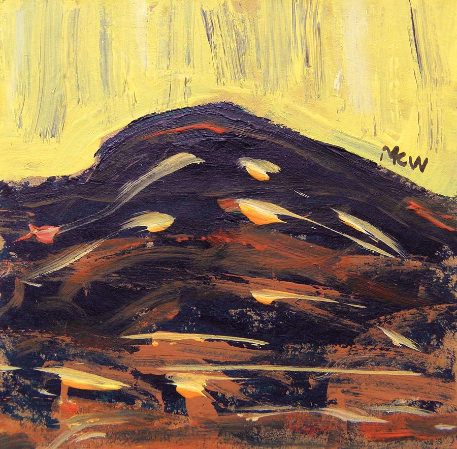 Yellow Sky Over Hills Painting by Mary Carol Williams