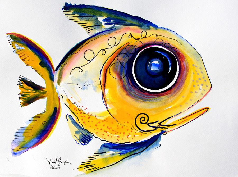 Yellow Study Fish Painting by J Vincent Scarpace
