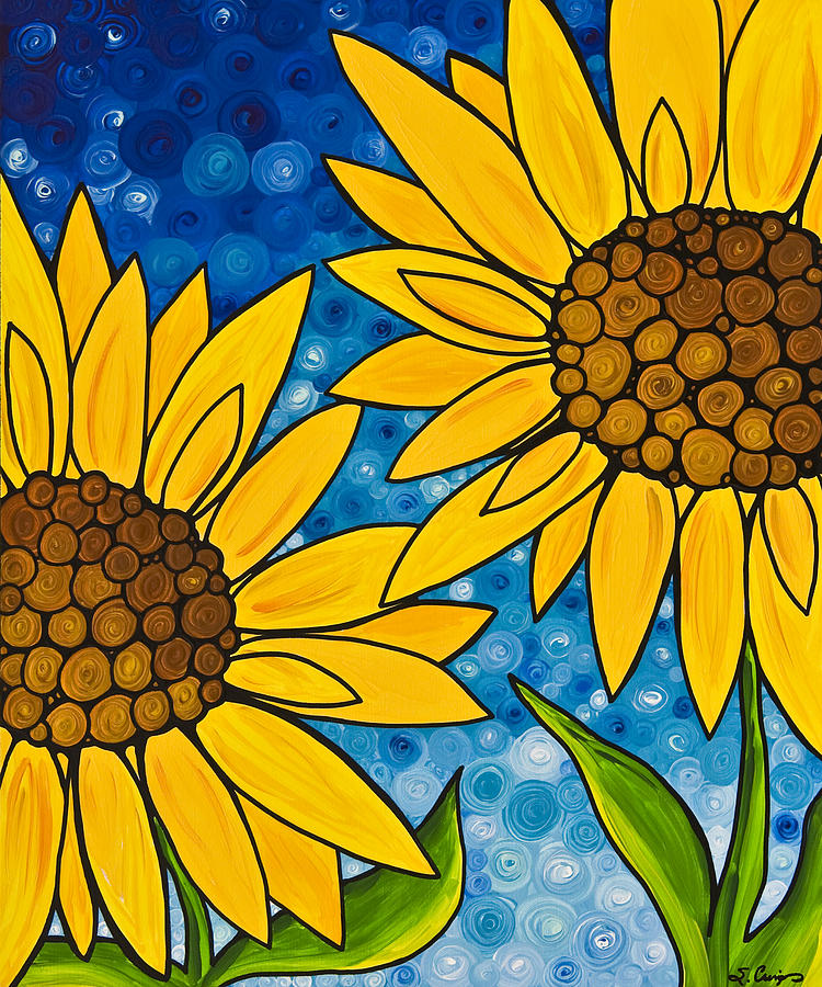 Sunflower Painting - Yellow Sunflowers by Sharon Cummings Sunflower Painting - Yellow Sunflowers by Sharon Cummings