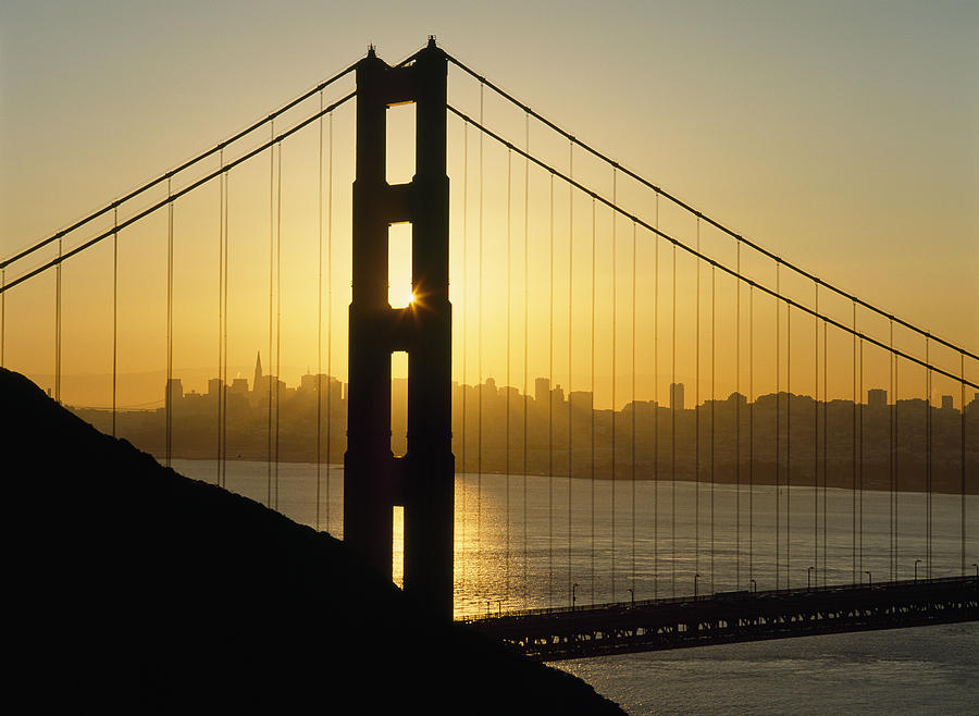 Yellow Sunrise Behind The Golden Gate Photograph By Axiom Photographic 