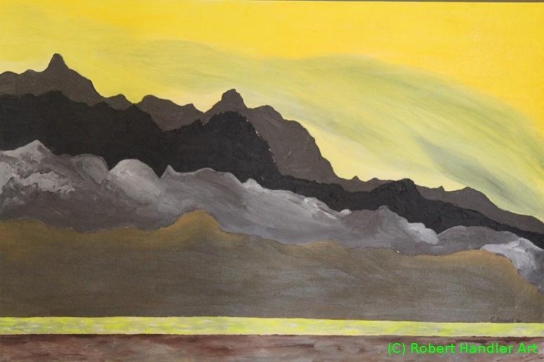 Yellow Sunset Painting by Robert Handler