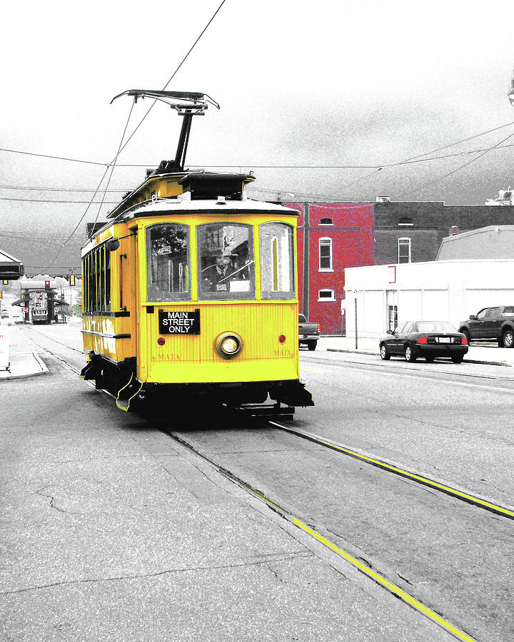 Yellow Trolley North Main St Digital Art by Lizi Beard-Ward