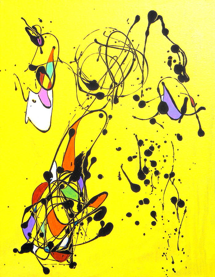 Yellow With Black Lines Painting by David MINTZ