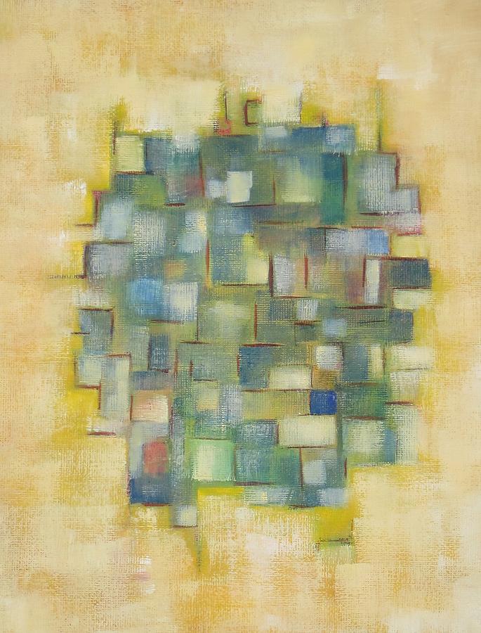 Abstract Painting - Yellow with Green  by Patricia Cleasby