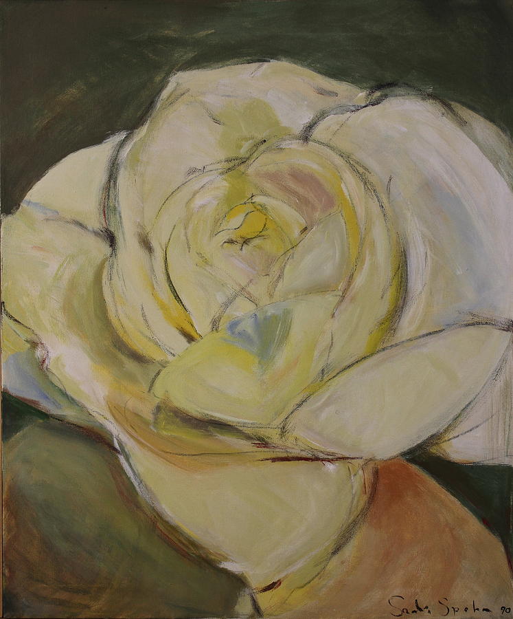 Yellowish Rose-Posthumously presented paintings of Sachi Spohn  Painting by Cliff Spohn
