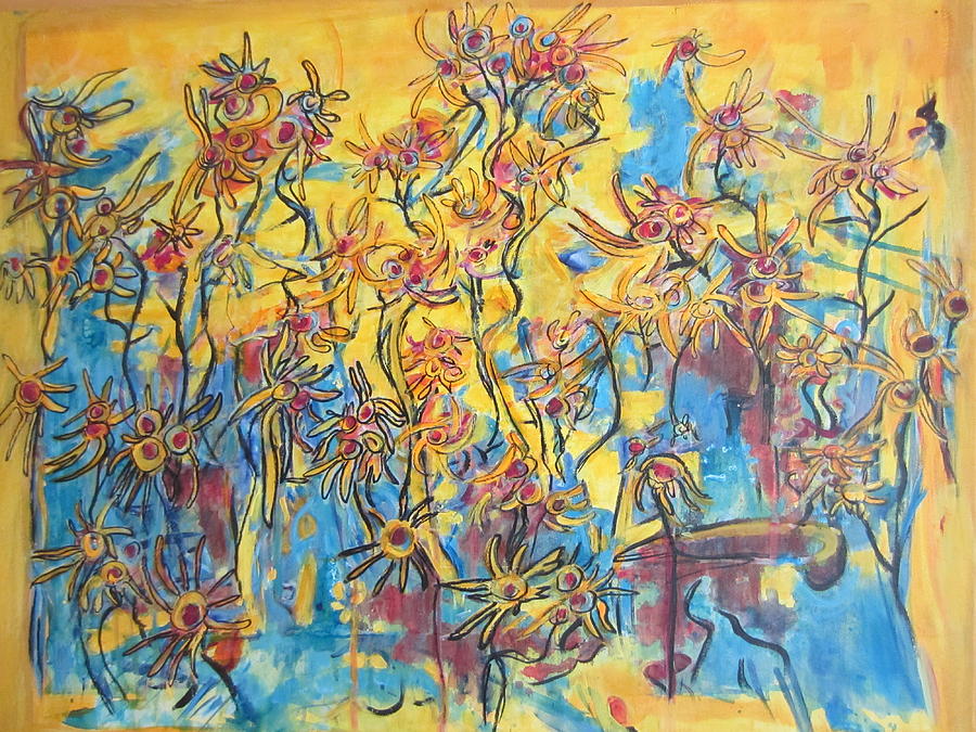 Yellows Singing the Blues Painting by Francine Ethier